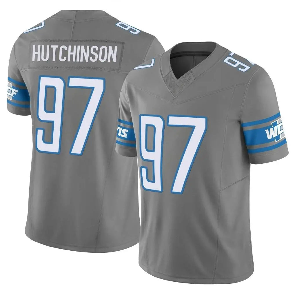 Rebec D.Lions #97 Aidan Hutchinson Player Gray Vapor F.U.S.E. Limited Home Game Stitched Jerseys