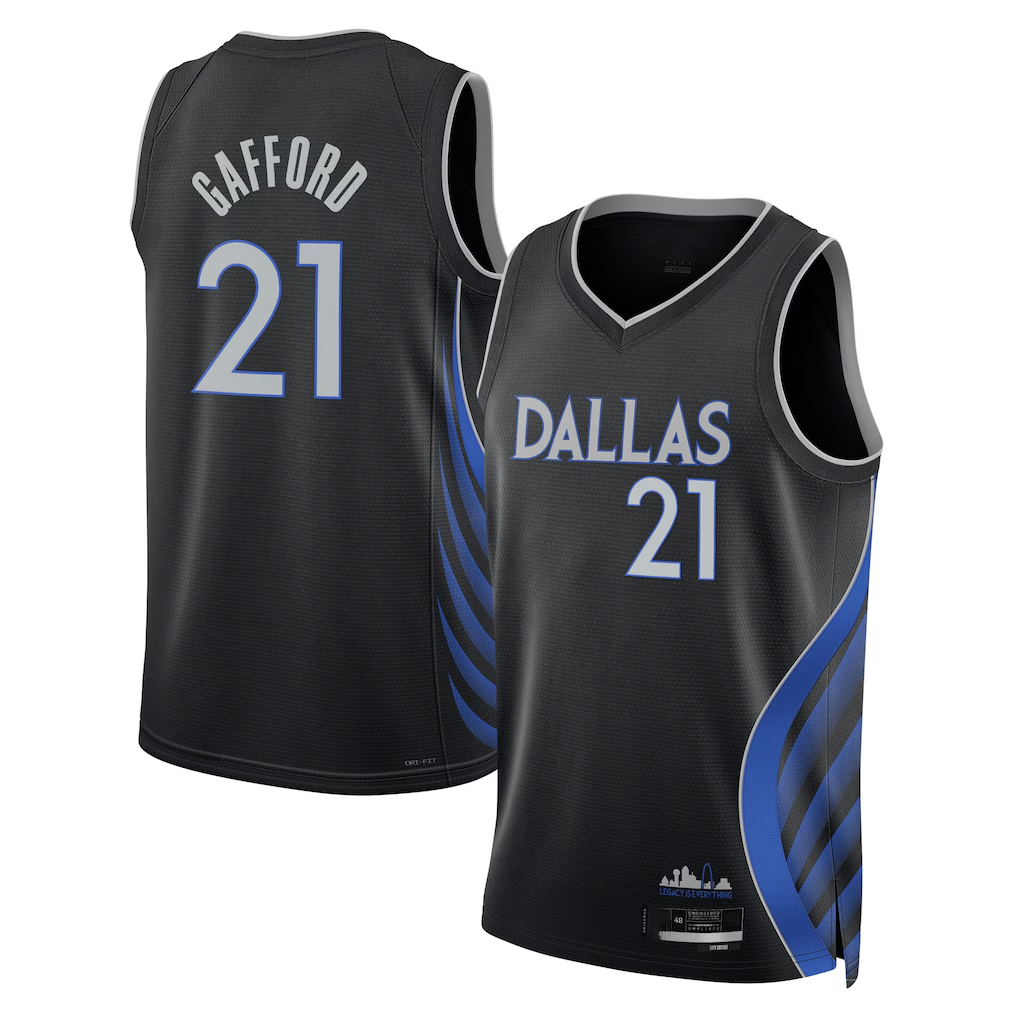 Rebec D.Mavericks #21 Daniel Gafford Black 202526 City Edition Swingman Stitched Jerseys
