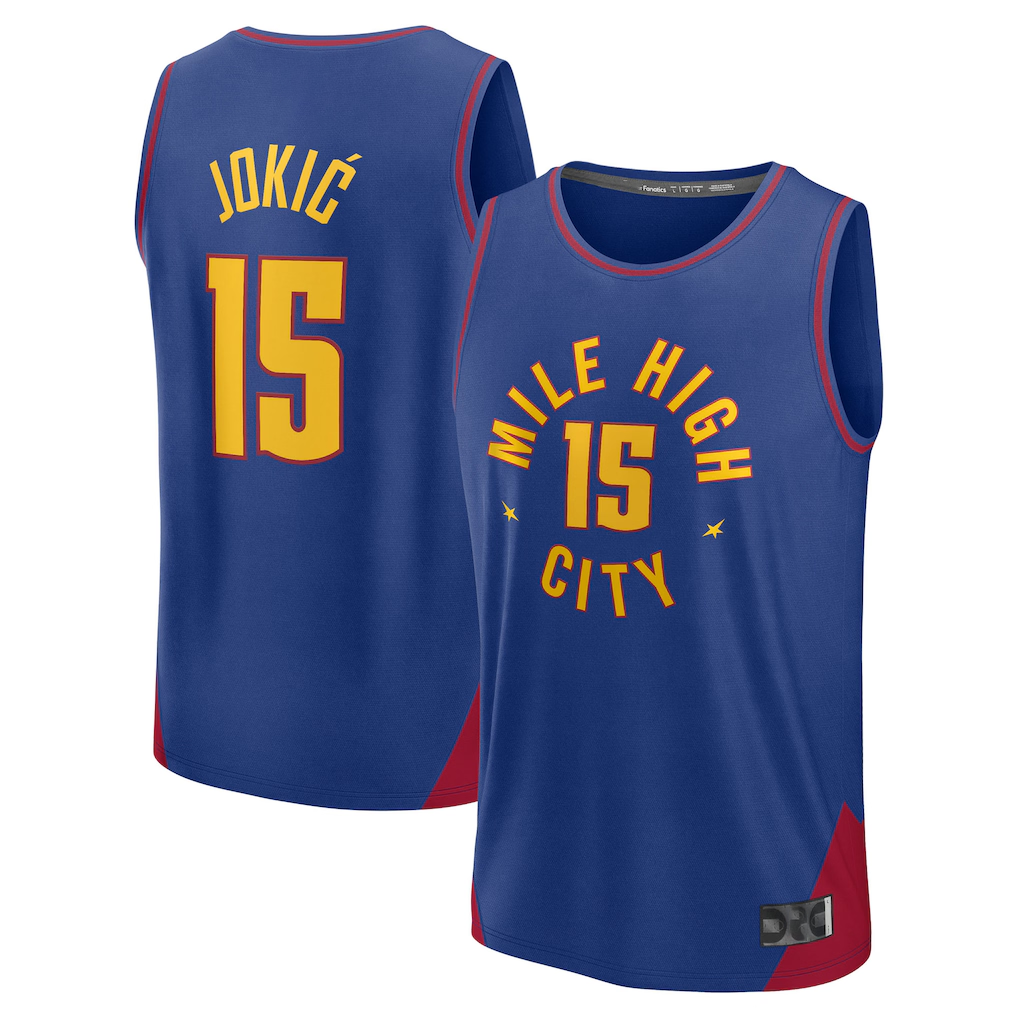 Rebec D.Nuggets #15 Nikola Jokic  Blue Fast Break Replica Player Jerseys - Statement Edition