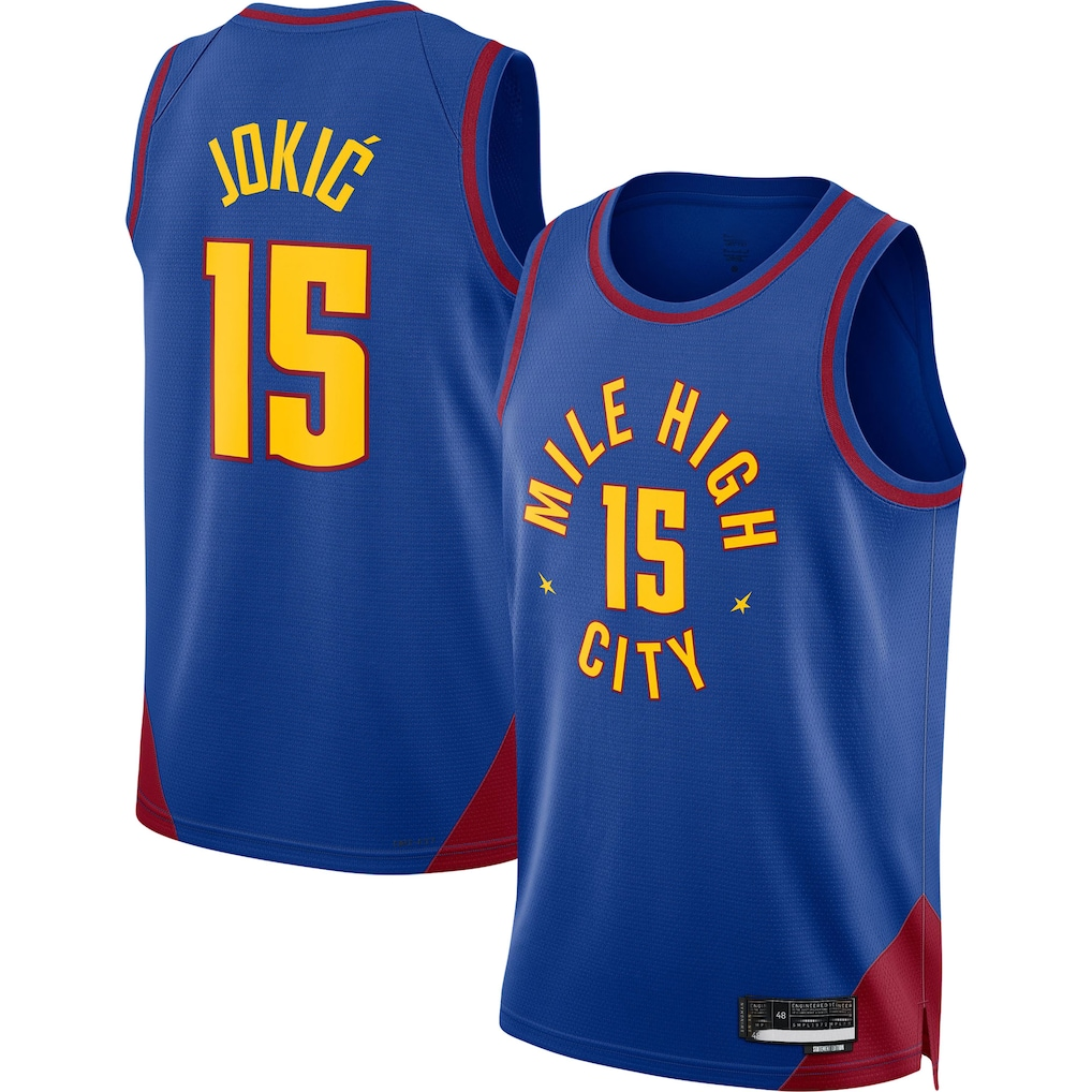 Rebec D.Nuggets #15 Nikola Jokic Blue Swingman Jerseys - Statement Edition