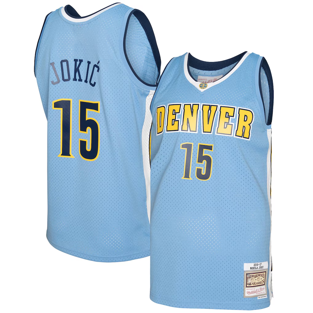 Rebec D.Nuggets #15 Nikola Jokic Mitchell & Ness Light Blue 201617 Swingman Jerseys