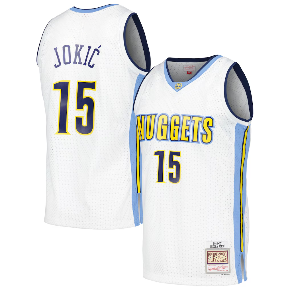 Rebec D.Nuggets #15 Nikola Jokic Mitchell & Ness White 201617 Throwback Swingman Jerseys