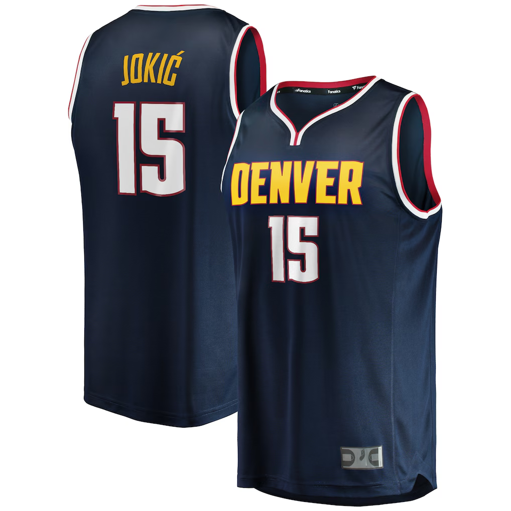 Rebec D.Nuggets #15 Nikola Jokic  Navy Fast Break Player Jerseys - Icon Edition
