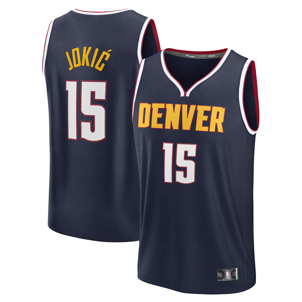 Rebec D.Nuggets #15 Nikola Jokic  Navy Fast Break Replica Player Jerseys - Icon Edition