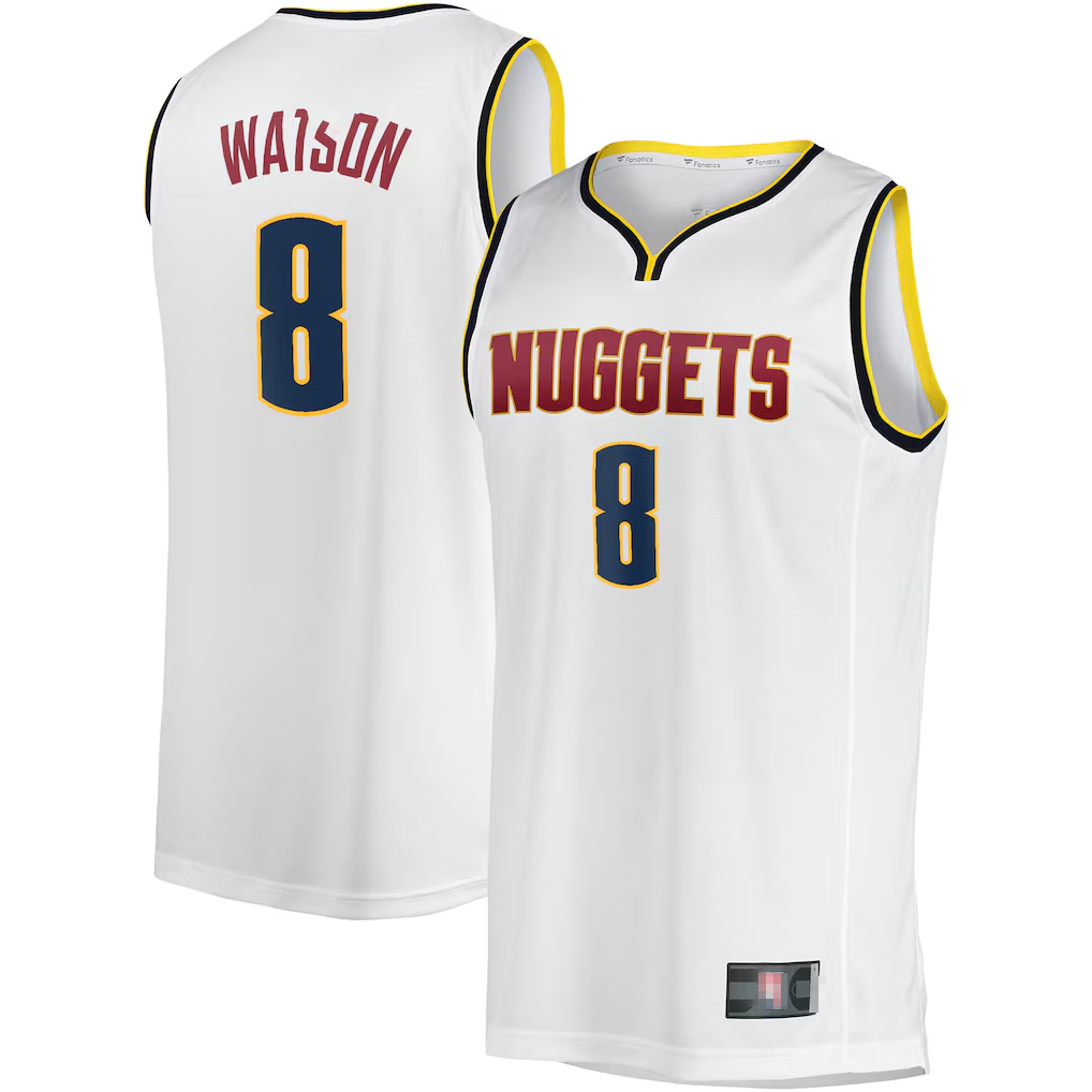 Rebec D.Nuggets #8 Peyton Watson White Fast Break Player Jerseys - Association Edition