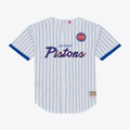 Rebec D.Pistons Mitchell & Ness White Head Coach Pinstripe Mesh Full-Button Baseball Jerseys