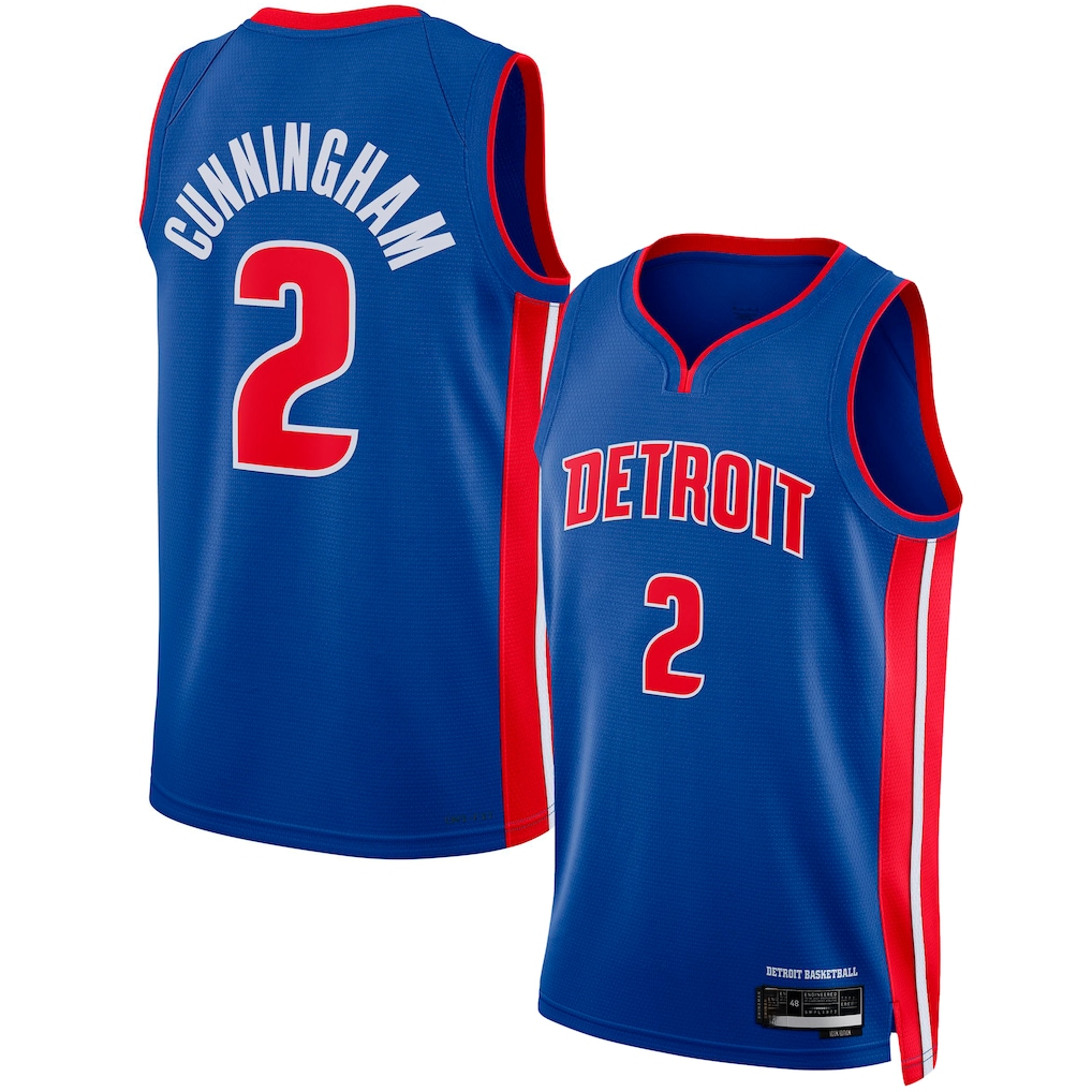 Rebec D.Pistons #2 Cade Cunningham Blue Swingman Jerseys - Icon Edition