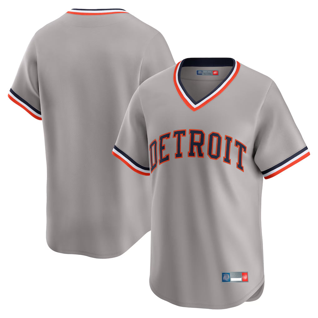 Rebec D.Tigers Gray Cooperstown T-shirt Home Game Blank Player Stitched Jerseys