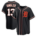 Rebec D.Tigers #13 Dillon Dingler Player Black Fashion Out Home Game Stitched Jerseys