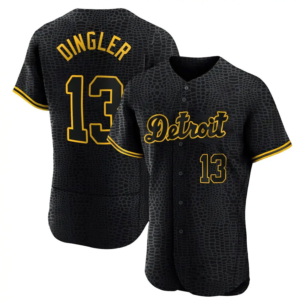 Rebec D.Tigers #13 Dillon Dingler Player Black Snake Skin City Limited Elite Home Stitched Jerseys