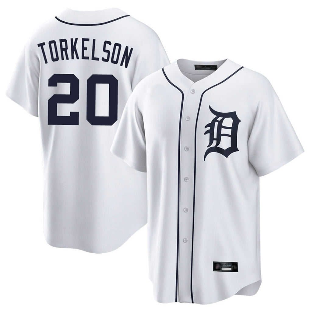 Rebec D.Tigers #20 Spencer Torkelson Player White Home Game Stitched Jerseys
