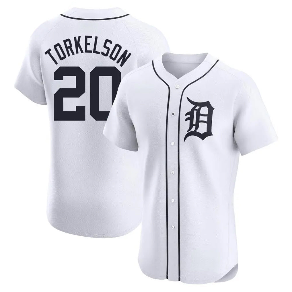 Rebec D.Tigers #20 Spencer Torkelson Player White Limited Elite Home Stitched Jerseys