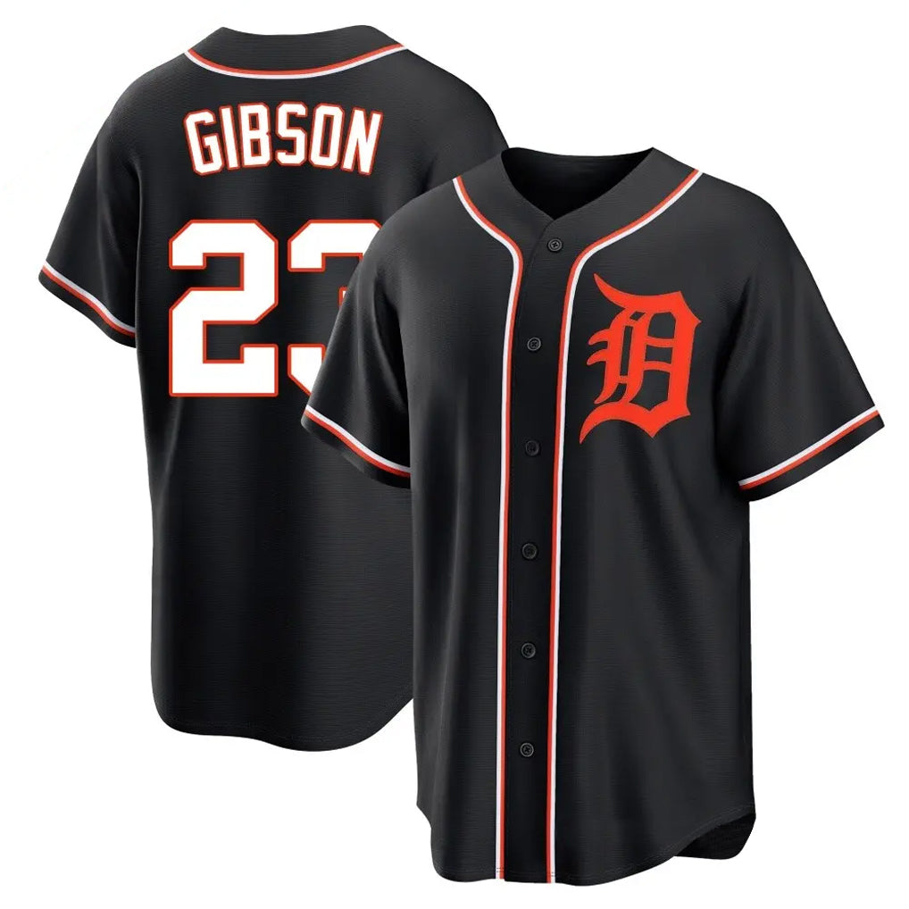 Rebec D.Tigers #23 Kirk Gibson Player Black Fashion Out Home Game Stitched Jerseys