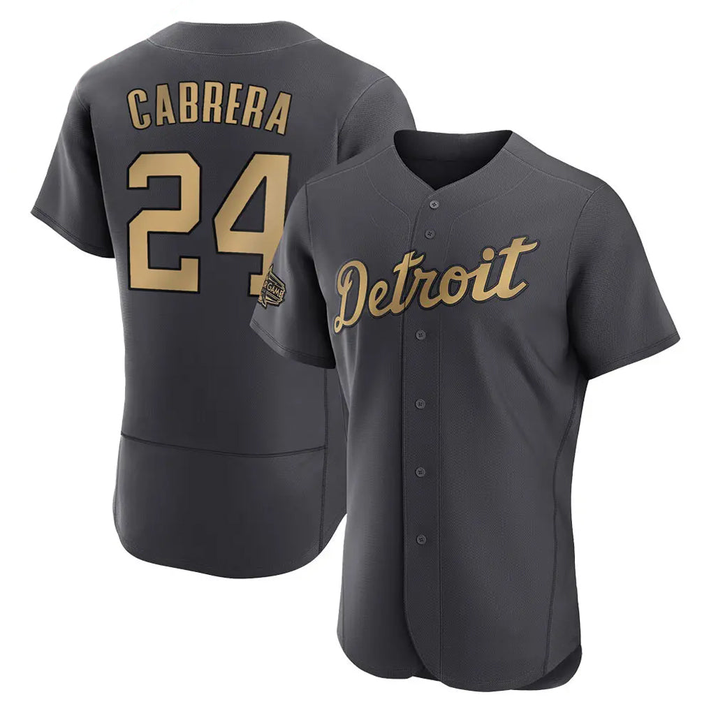 Rebec D.Tigers #24 Miguel Cabrera Player Charcoal All-Star Limited Elite Home Stitched Jerseys