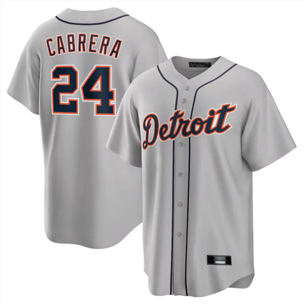Rebec D.Tigers #24 Miguel Cabrera Player Gray Home Game Stitched Jerseys