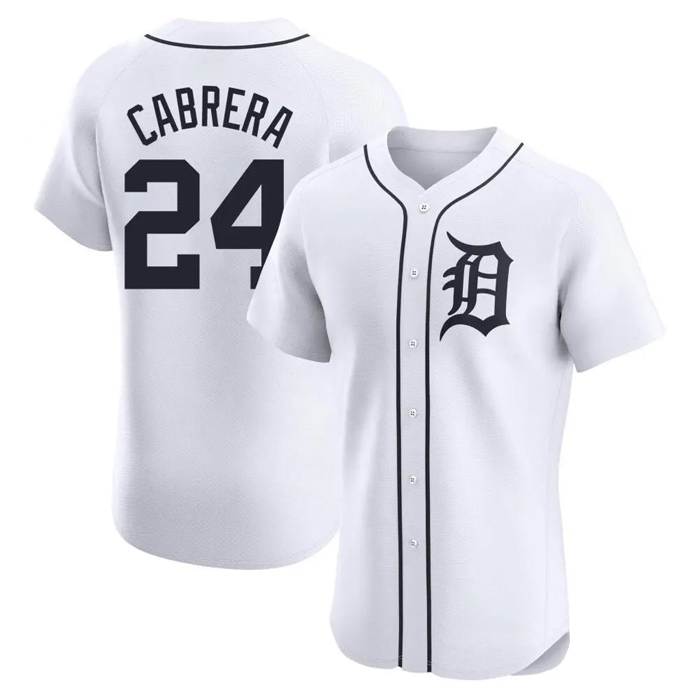 Rebec D.Tigers #24 Miguel Cabrera Player White Limited Elite Home Stitched Jerseys