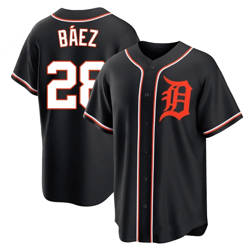 Rebec D.Tigers #28 Javier B¨¢ez Player Black Fashion Out Home Game Stitched Jerseys