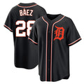 Rebec D.Tigers #28 Javier B¨¢ez Player Black Fashion Out Home Game Stitched Jerseys