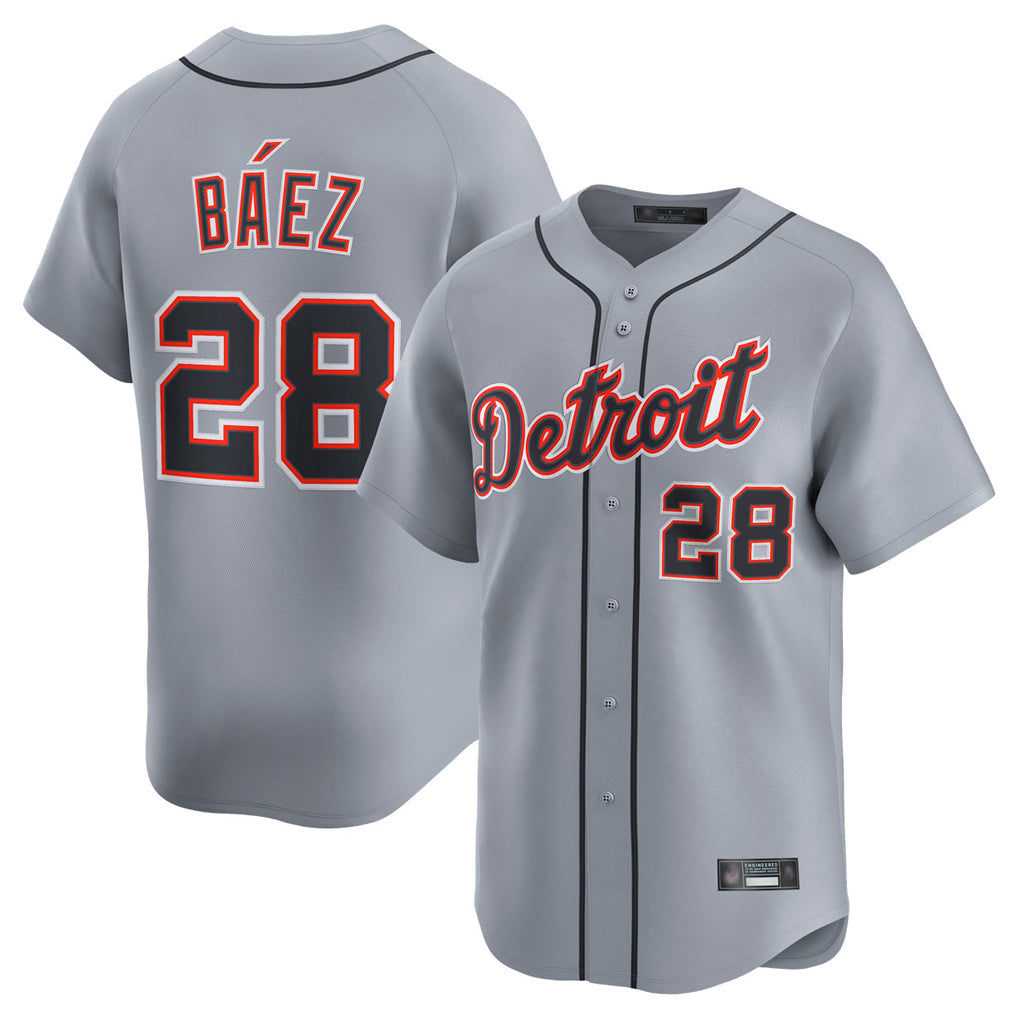 Rebec D.Tigers #28 Javier B¨¢ez Player Gray Home Limited Stitched Jerseys