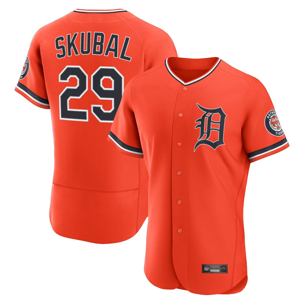 Rebec D.Tigers #29 Tarik Skubal Player Orange Limited Elite Home Stitched Jerseys