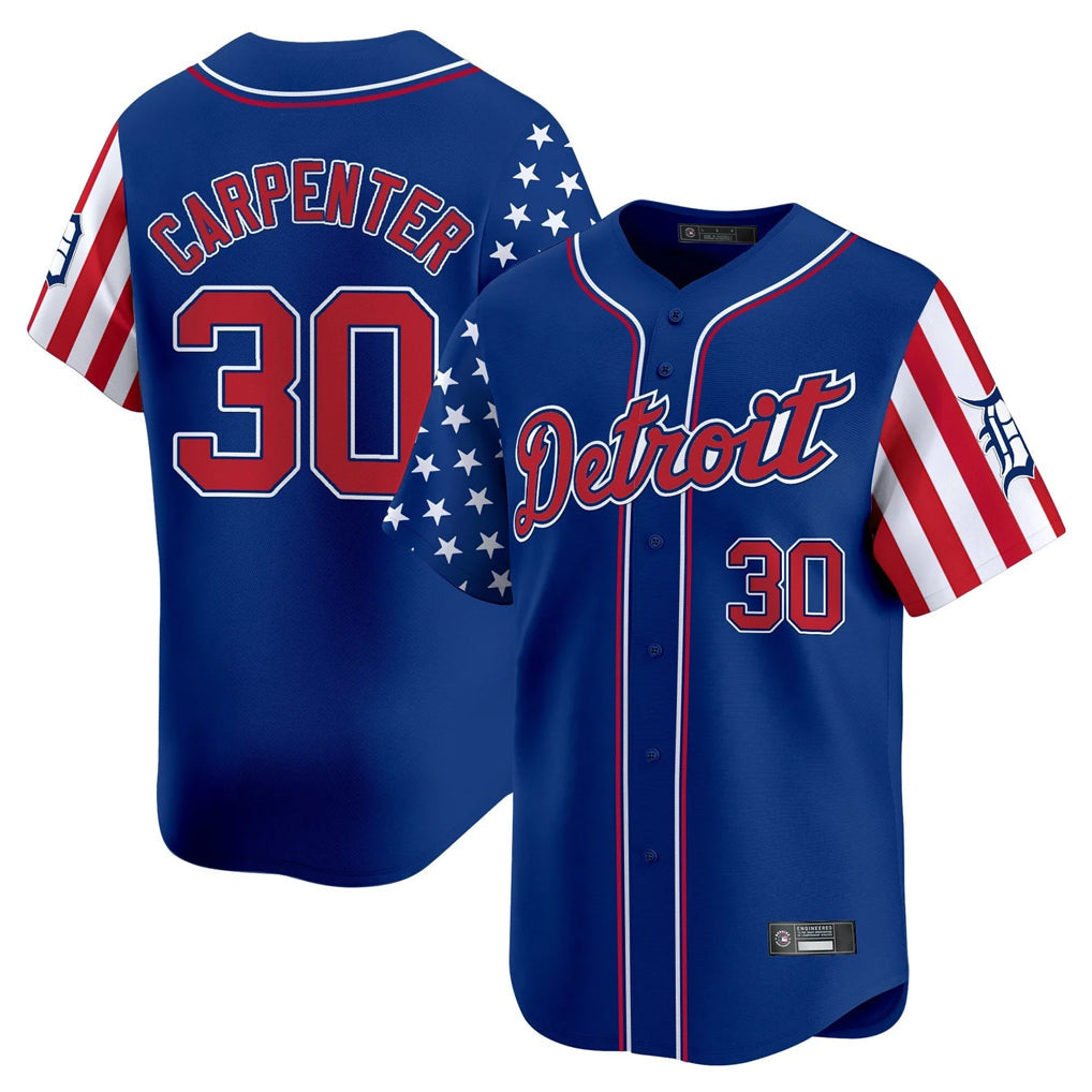 Rebec D.Tigers #30 Kerry Carpenter Player Royal Independence Day Vapor Premier Limited Stitched Jerseys