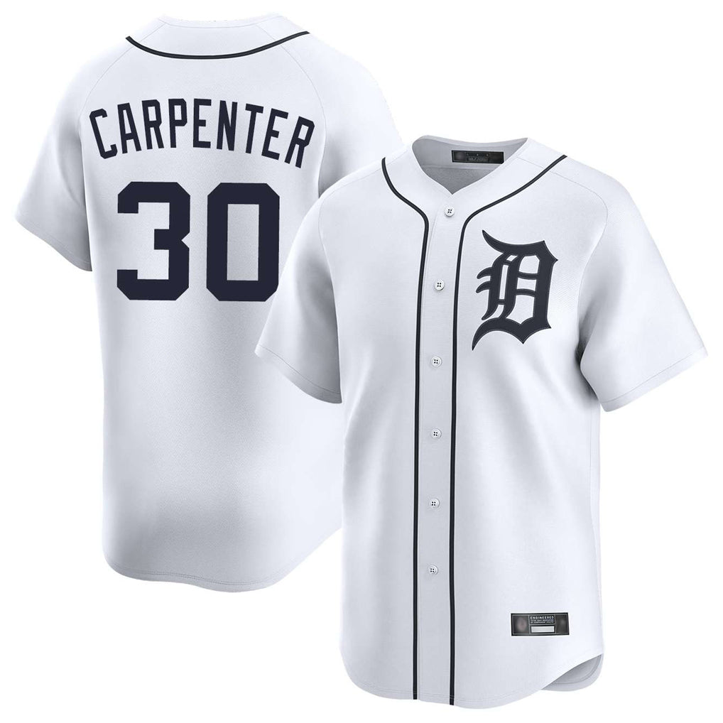 Rebec D.Tigers #30 Kerry Carpenter Player White Home Limited Stitched Jerseys