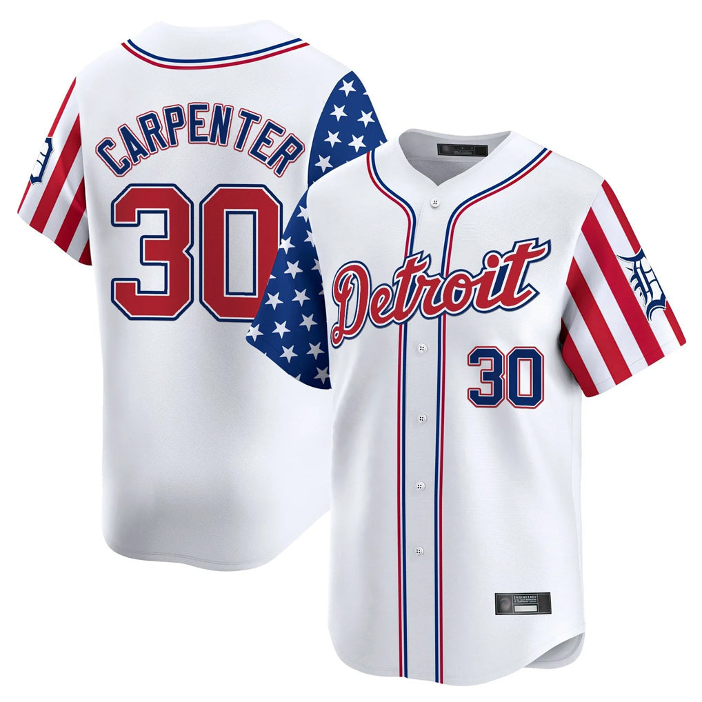 Rebec D.Tigers #30 Kerry Carpenter Player White Independence Day Vapor Premier Limited Stitched Jerseys