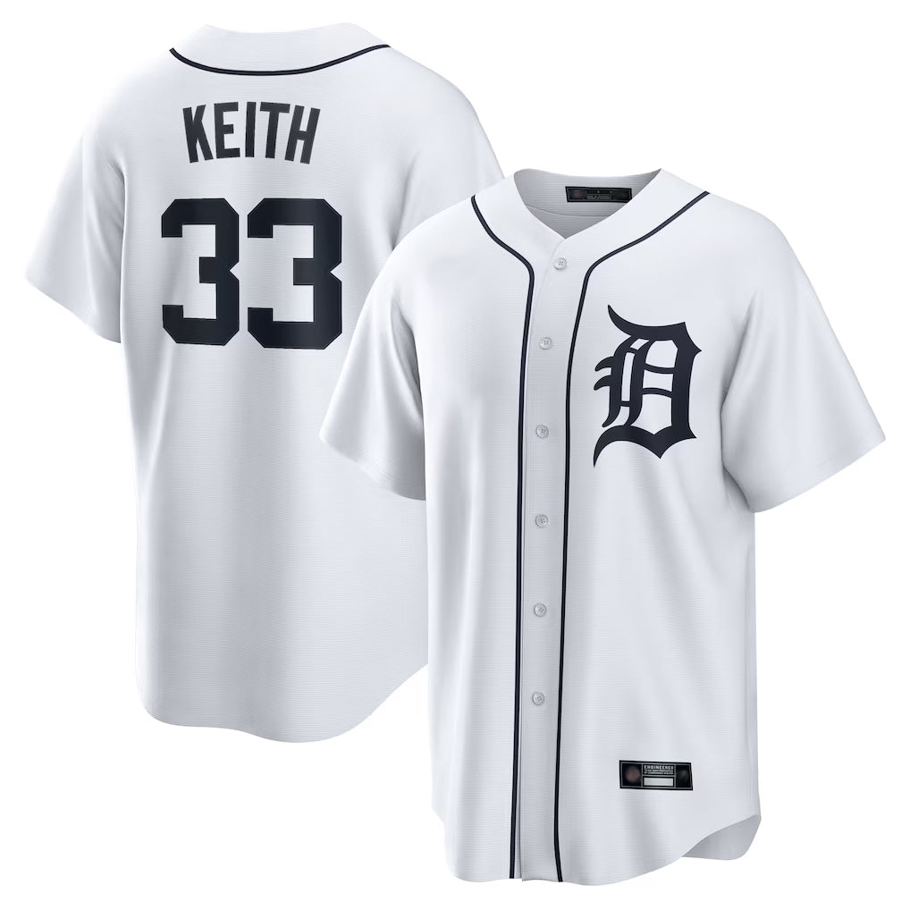 Rebec D.Tigers #33 Colt Keith Player White Home Game Stitched Jerseys