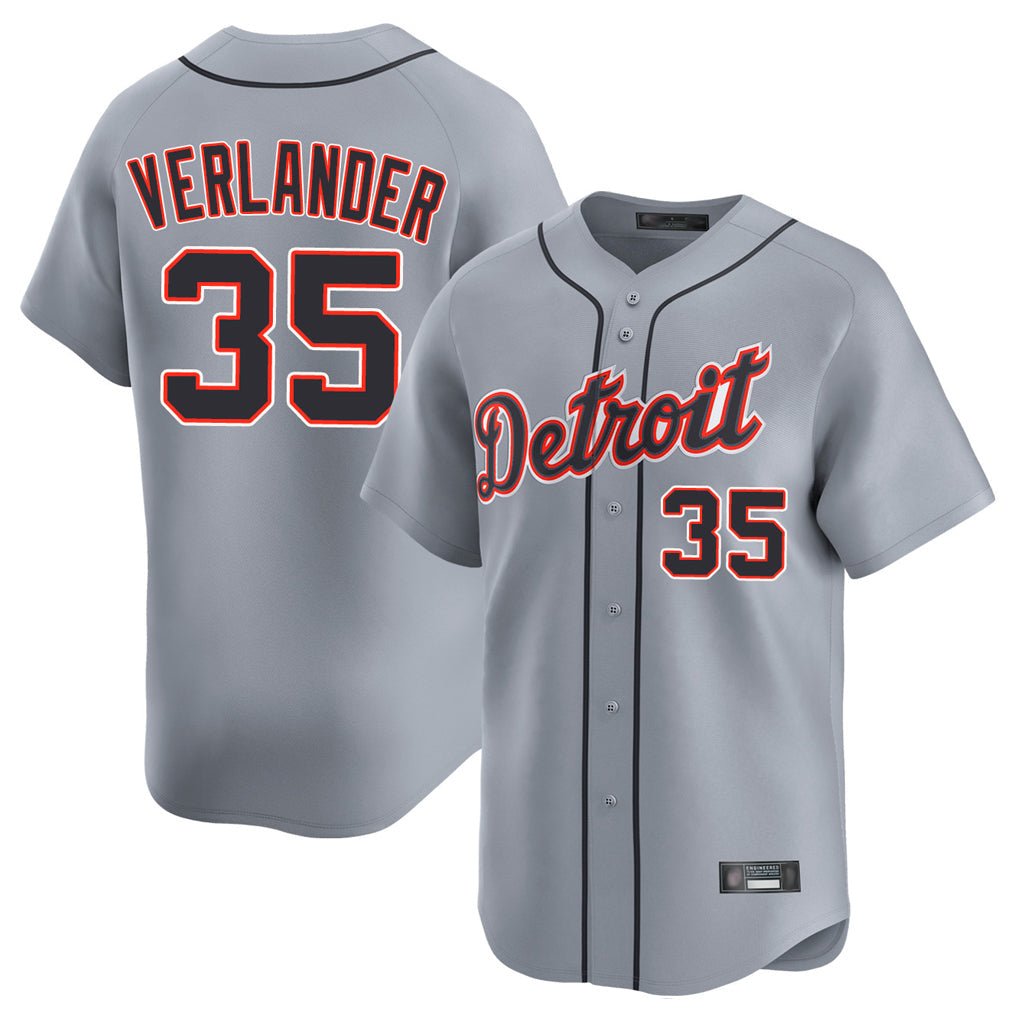 Rebec D.Tigers #35 Justin Verlander Player Gray Home Limited Stitched Jerseys