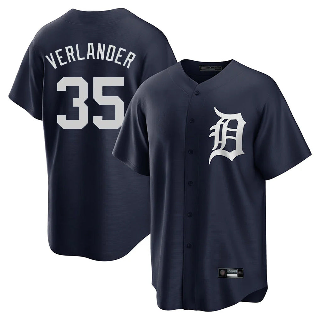 Rebec D.Tigers #35 Justin Verlander Player Navy Game Home Stitched Jerseys