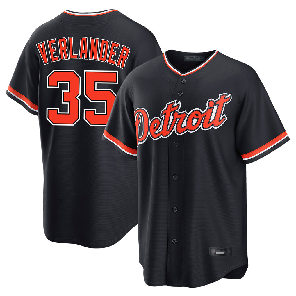 Rebec D.Tigers #35 Justin Verlander Player Navy Home Game Stitched Jerseys