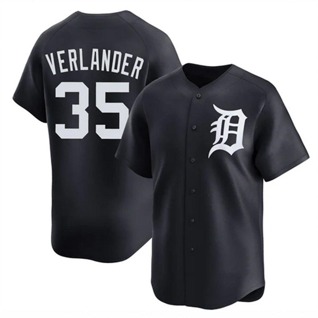 Rebec D.Tigers #35 Justin Verlander Player Navy Home Limited Game Stitched Jerseys