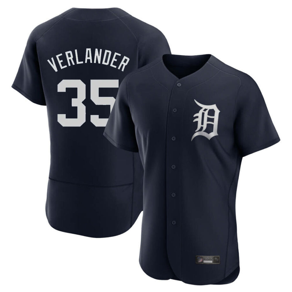 Rebec D.Tigers #35 Justin Verlander Player Navy Limited Elite Home Stitched Jerseys