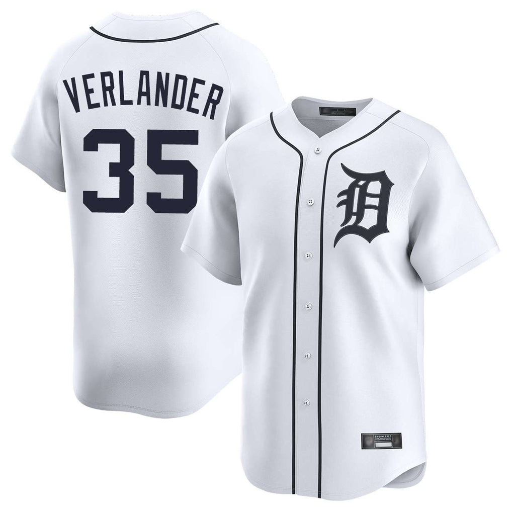 Rebec D.Tigers #35 Justin Verlander Player White Home Limited Stitched Jerseys