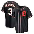 Rebec D.Tigers #3 Alan Trammell Player Black Fashion Out Home Game Stitched Jerseys