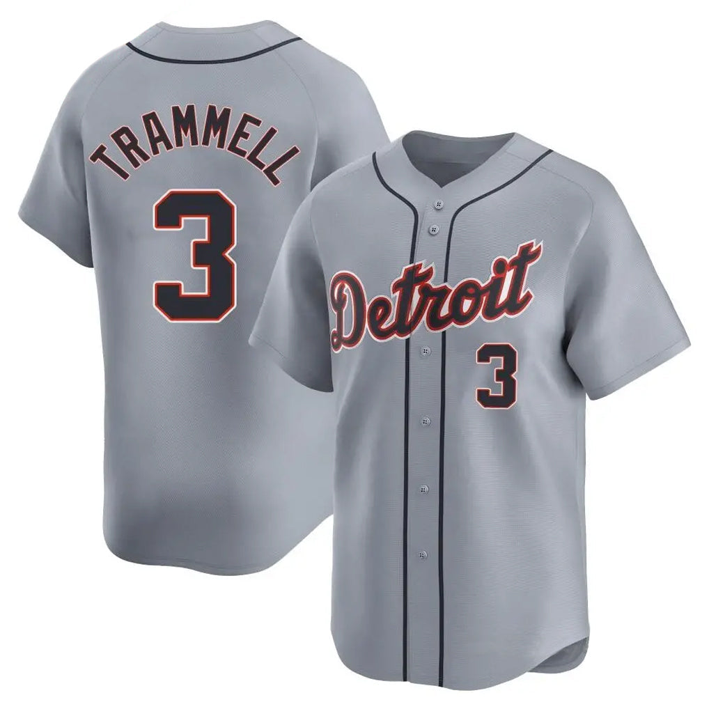 Rebec D.Tigers #3 Alan Trammell Player Gray Home Limited Stitched Jerseys