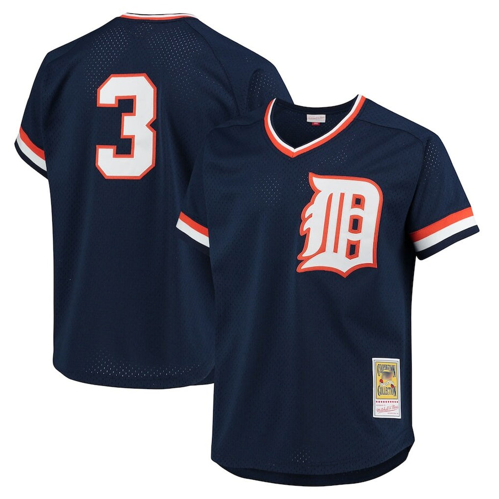 Rebec D.Tigers #3 Alan Trammell Player Mitchell & Ness Navy 1984 Mesh Batting Practice  T-shirt Stitched Jerseys