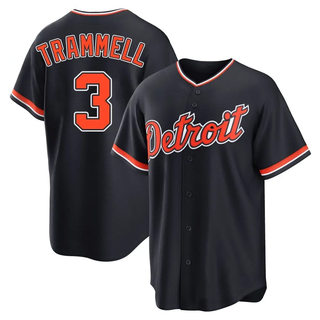 Rebec D.Tigers #3 Alan Trammell Player Navy Home Game Stitched Jerseys