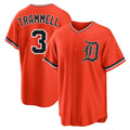 Rebec D.Tigers #3 Alan Trammell Player Orange Home Game Stitched Jerseys