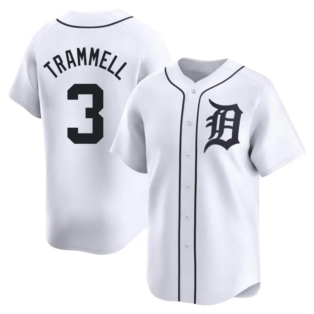 Rebec D.Tigers #3 Alan Trammell Player White Home Limited Stitched Jerseys