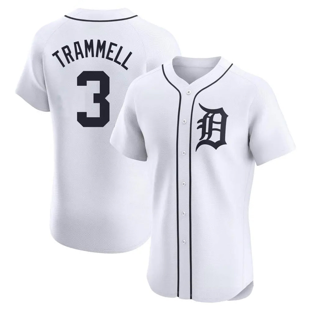 Rebec D.Tigers #3 Alan Trammell Player White Limited Elite Home Stitched Jerseys