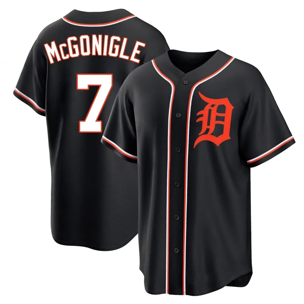 Rebec D.Tigers #7 Kevin McGonigle Player Black Fashion Out Home Game Stitched Jerseys