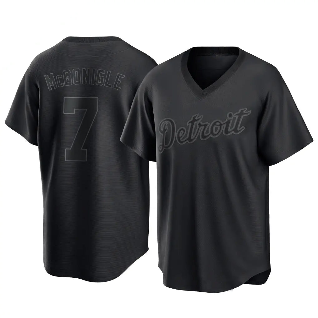 Rebec D.Tigers #7 Kevin McGonigle Player Black T-shirt Home Game Stitched Jerseys
