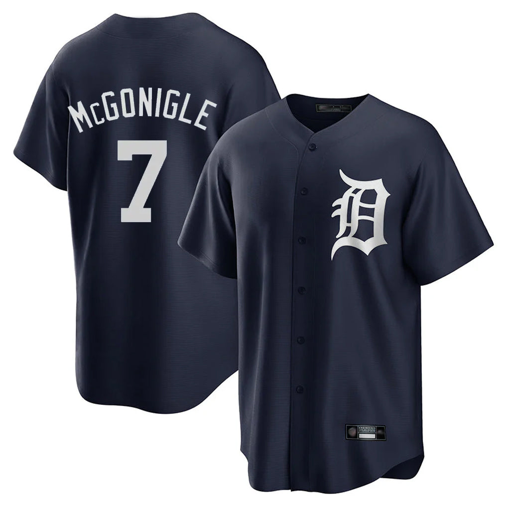 Rebec D.Tigers #7 Kevin McGonigle Player Navy Game Home Stitched Jerseys