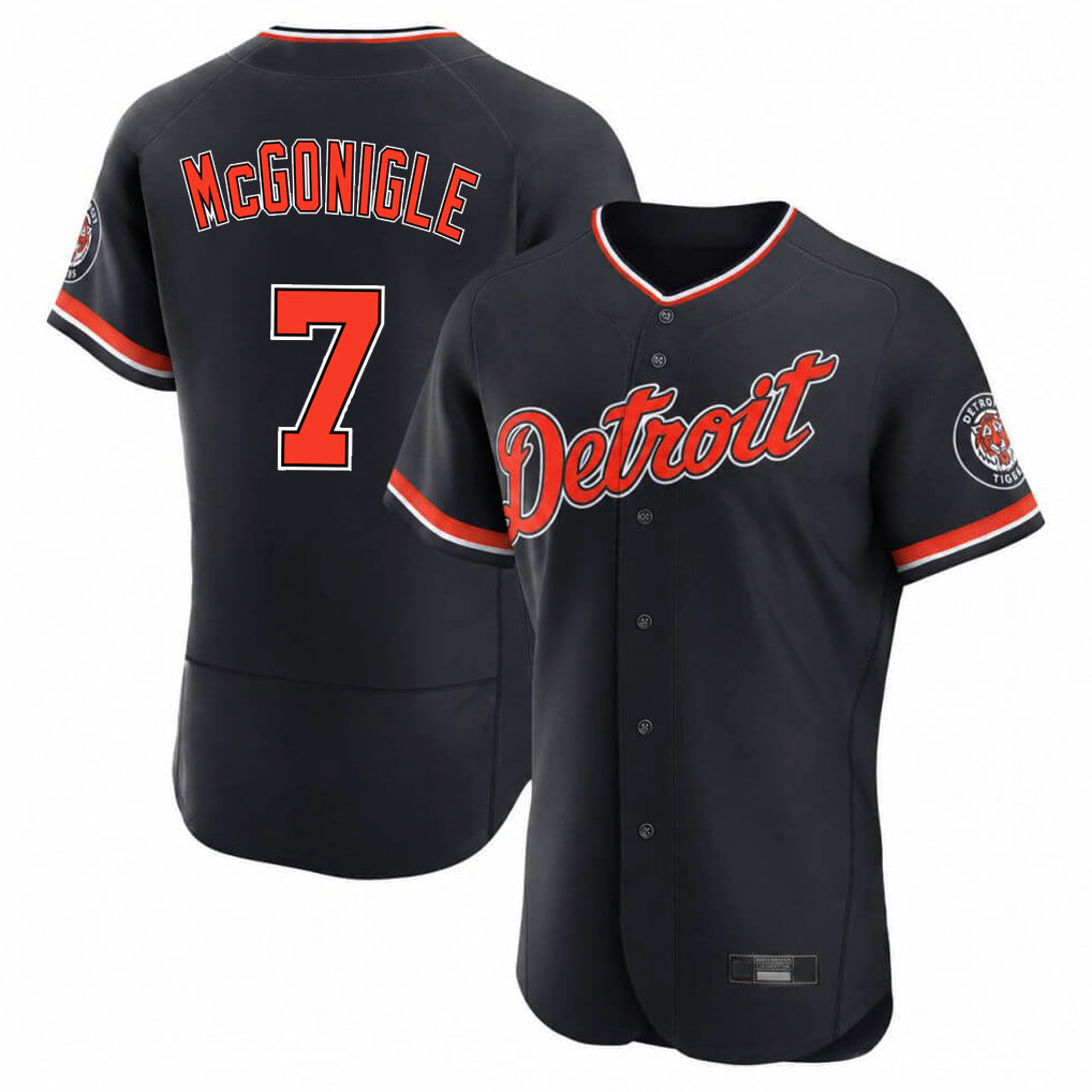 Rebec D.Tigers #7 Kevin McGonigle Player Navy Limited Elite Home Game Stitched Jerseys