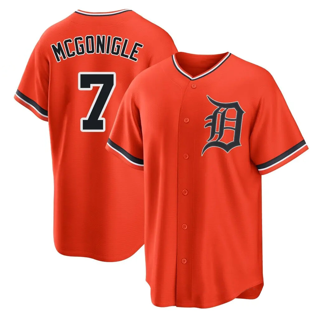 Rebec D.Tigers #7 Kevin McGonigle Player Orange Home Game Stitched Jerseys