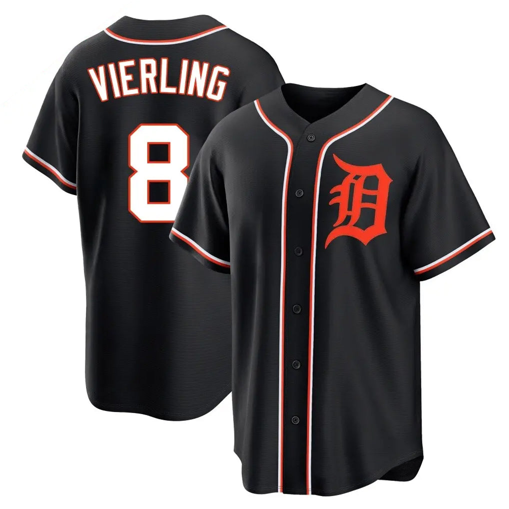 Rebec D.Tigers #8 Matt Vierling Player Black Fashion Out Home Game Stitched Jerseys