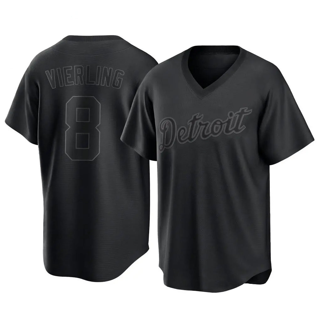 Rebec D.Tigers #8 Matt Vierling Player Black T-shirt Home Game Stitched Jerseys