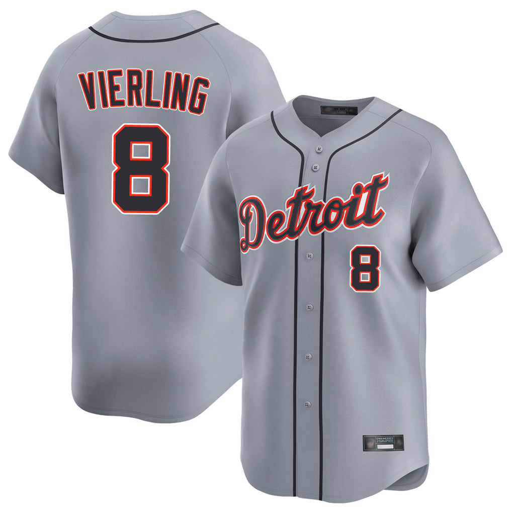 Rebec D.Tigers #8 Matt Vierling Player Gray Home Limited Stitched Jerseys