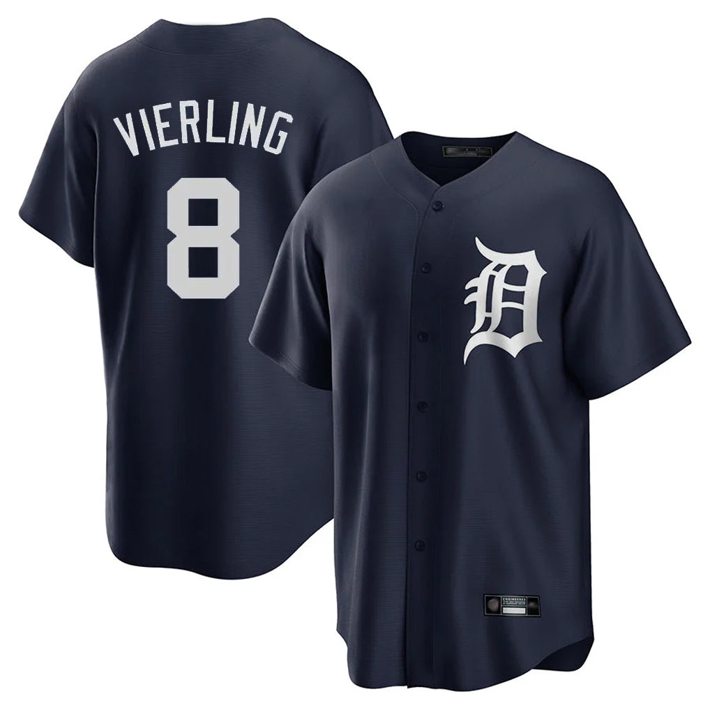 Rebec D.Tigers #8 Matt Vierling Player Navy Game Home Stitched Jerseys